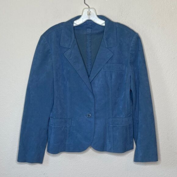 Vintage Ernst‎ Strauss Saks Ultrasuede Blazer Blue - Picture 8 of 8